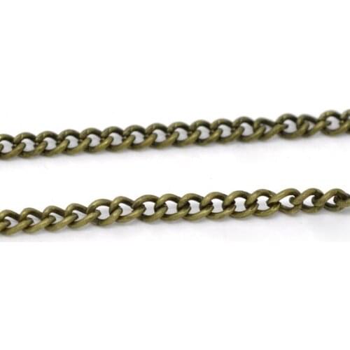 DoreenBeads Antique Bronze Link-Opened Curb Chain Findings 3x2.2mm,2M