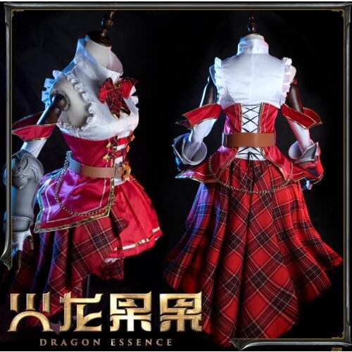 Hot Anime Princess Connect! Re:Dive Nozomi Battle Uniform Red Plaid Skirt Cosplay Costume Fancy Party Full Set for Women Girls
