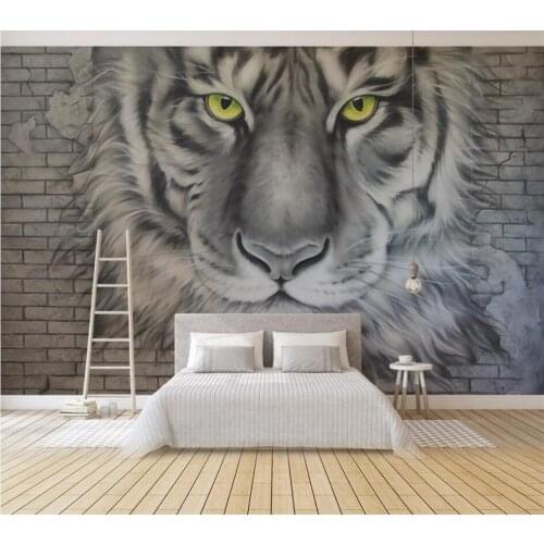 Customized Wallpaper 3d Photo Murals papel de parede Relief Tiger Brick Wall Background Wall Living Room Childrens Room Mural