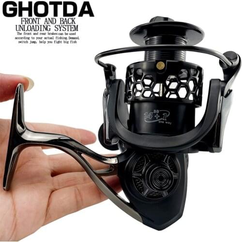 Spinning Reel 5.5:1 MAX Drag Power 12KG Metal Spool & Reel Seat & Rock Arm Coil Wheel Pesca
