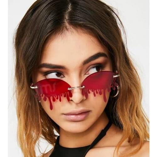 2021 Newest Rimless Sunglasses Women Retro Tears Shape Steampunk Sun glasses Female Classic Outdoor Travel Lentes De Sol Mujer