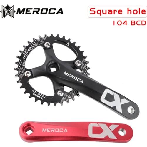 MEROCA Bicycle Crank Chainwheel 104BCD MTB Bike Crankset Aluminum Alloy with Bottom 170mm Crank Black 32/34/36/38/40/42T Plate