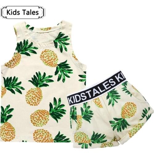 2 Pcs.Set of Clothes for Kids Childrens Clothing Summer 2021 Cotton Newborn Cute Print Top + Shorts Pants for Little Boys Sets