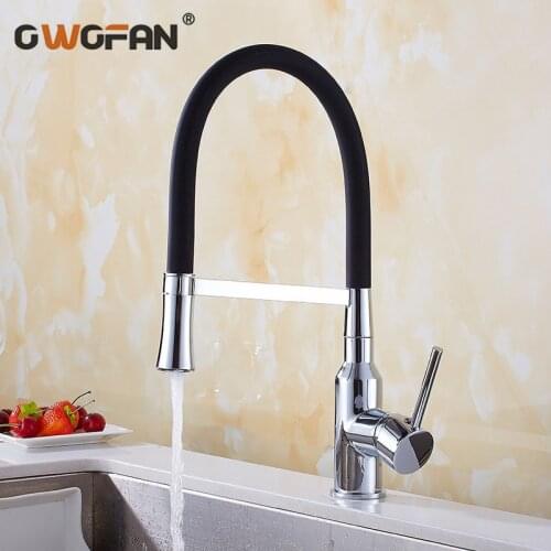 Kitchen Faucets with Rubber Chrome Mixer Faucet for Kitchen Single Handle Deck Mounted Crane for Sink N22-163