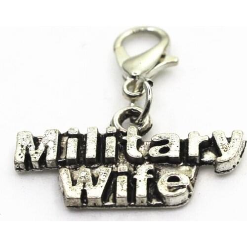Hot Selling 20pcs/lot Military Wife dangle charms lobster clasp charms DIY bracelet&bangle hanging charms jewelry accessory