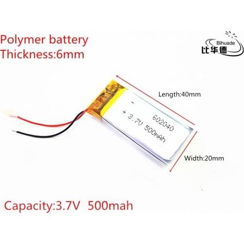 Liter energy battery Good Qulity 3.7V,500mAH 602040 Polymer lithium ion / Li-ion battery for tablet pc BANK,GPS,mp3,mp4