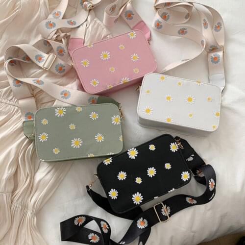 Small Fresh PU Leather Shoulder Bags Women Girls Floral Printed Crossbody Bags Classic Elegant Crossbody Shoulder Bag
