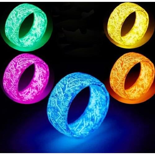 Fashion Colorful Glow in the Dark Resin Ring for Women Men Punk Hip Pop Luminous Finger Rings Vintage Rings Party Jewelry
