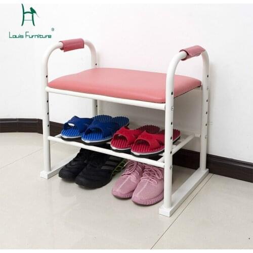 Louis Fashion Shoe Racks Stools Ottomans Simple Modern Convenient Metal Leather Height Adjustable