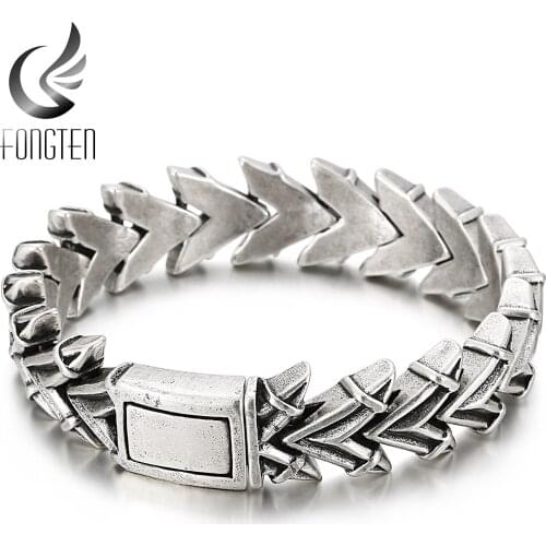 Fongten Irregular Link Chain Punk Men Hand Accessories Stainless Steel Bracelet Wristband Male Jewelry Wholesale Boyfriends Gift