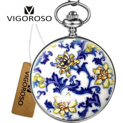 VIGOROSO Fashion New Design Elegant Mechanical Pocket Watch Stainless Steel Handwinding Clock Snakelike FOB Chain Men Women Gift