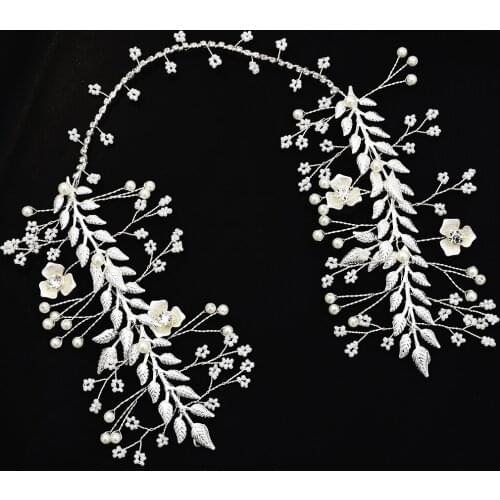 New Romantic Bride Wedding Hair Accessories Flower Leaves beaded headband For Women Lady Wedding Party Hair Accessories 2020