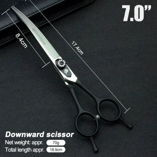 7" Down Curved Shears Pet Dogs Gromming Scissors Sharp Edge Animals Cat Downward Cutting Stainless Steel Barber Cutting Tools