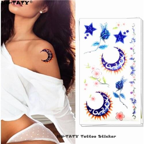 Nu-TATY Moon flower vine Temporary Tattoo Body Art Arm Flash Tattoo Stickers 17*10cm Waterproof Fake Henna Painless Tato Sticker