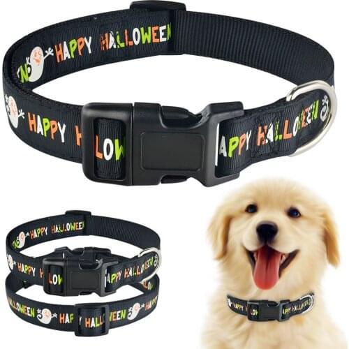 Orange Nylon Halloween Dog Collar Small Medium Large Pet Puppy Collar Adjustable