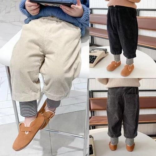 2020 Autumn Winter Kids New Arrival Trousers Baby Boys Korean Loose Casual Splicing Corduroy Pants Fashion Children Harem Pants