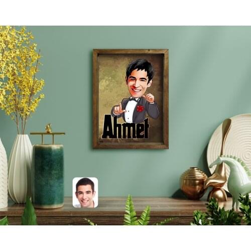 Personalized Is Caricature Of Natural Solid Wood Framed Tablo-2