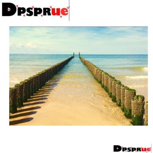 Dpsprue Full Square/Round 5D Diy Diamond Painting Cross Stitch Christmas Beach House Seaside Embroidery Mosaic Home Decor Gift