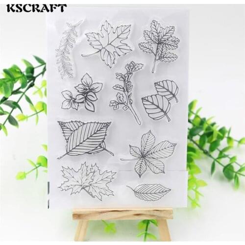 KSCRAFT Leaves Design Clear Silicone Rubber Stamp for DIY scrapbooking/photo album Decorative craft