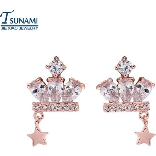 Luxury fashion crown zircon earrings Wholesale earrings swing stars are suitable for women ER 028