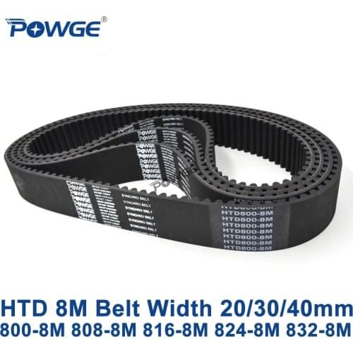 POWGE HTD 8M synchronous Timing belt C=800/808/816/824/832 width 20/30/40mm Teeth 100 101 102 103 104 HTD8M 800-8M 816-8M 832-8M