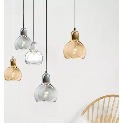 Modern Creative Simple Dining Room Pendant Light Clothing Store Flower Shop Glass Pendant Lamp E27 Edison Decorative Light Bulb