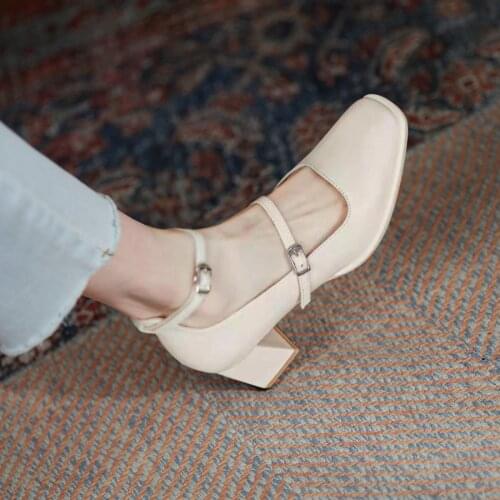 Womens Mary Jane Shoes Fashion Luxury 2021 Spring New vintage Summer black Girls High Heels Platform Sexy Party shoes women