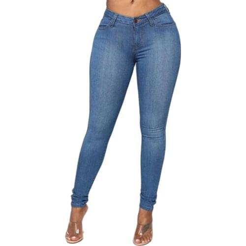 Slim Stretch Jeans For Women High Waist Skinny Classic Denim Pants Blue Classic Retro Washed Elastic Slim Female Pencil Trousers