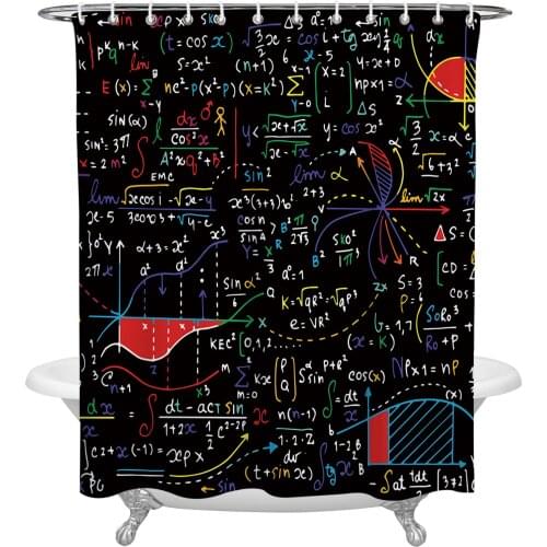 Mathematics Formula Chart Shower Curtain Waterproof Polyester Fabric Bathroom Curtain Home Bath Curtain with Hook