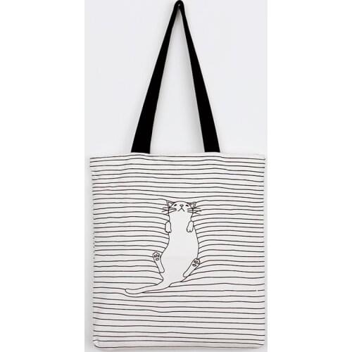 1PCS Women Casual Reusable Shopping Bag Animal Print Shopping Tote Beach Handbag Cotton Linen Eco High Capacity Grocery Bags