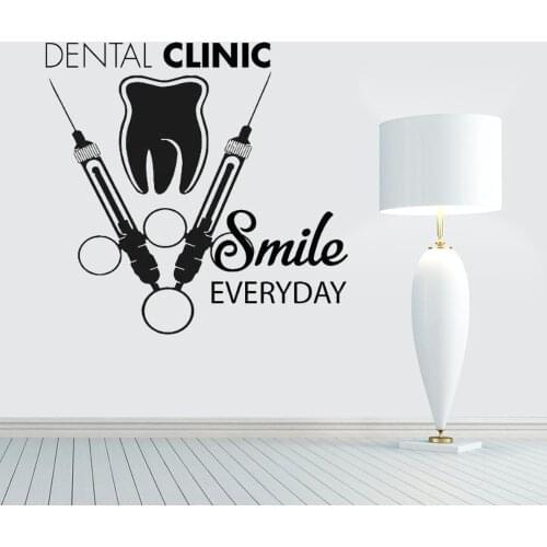 Tooth Healthcare Smile Everyday Quote Vinyl Wall Stickers For Dental Clinic Wall Decal Stomatology Decals Teeth Wall Decorov404