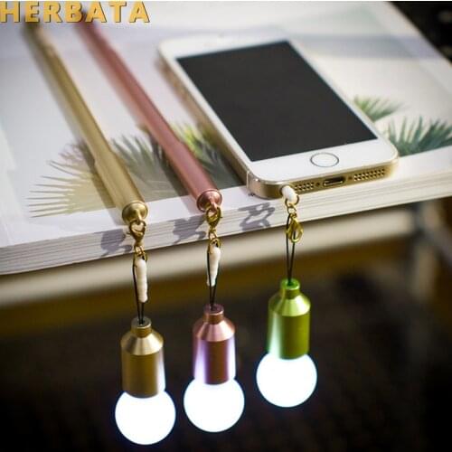 1pc Creative Dust Plug Lamp Bulb Pendent Gel Pen Black 0.38mm Light Neutral Pen Stationery School Supplier Gift for Girl & Boy