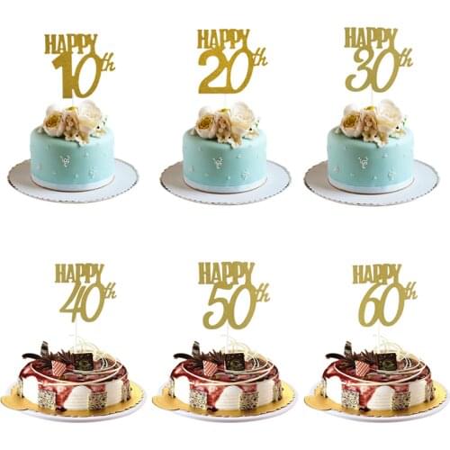Happy 18/20/30/40/50/60th anniversary Cupcake Topper Glitter Silhouette Cake Topper Wedding/Birthday/Party Cake Decoration