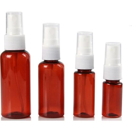 100pcs/lot Plastic 10ml 20ml 30ml 50ml 80ml 100ml Amber Perfume Atomizer Spray Bottle Cosmetic Liquid Spray Bottle