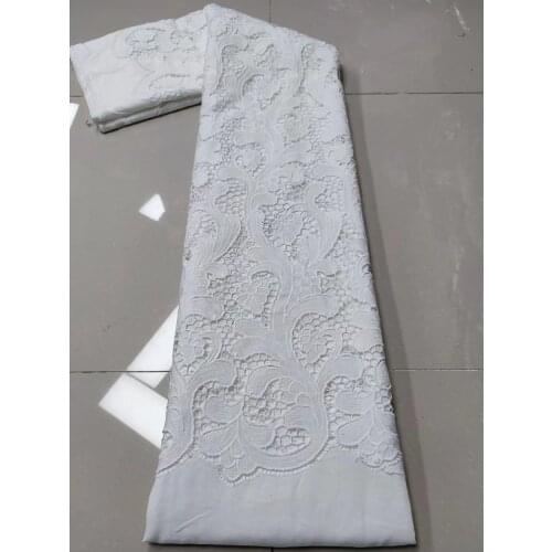 5Yards Pure White Nigerian Lace Fabric 2021 African Swiss Milk Silk Lace Jacquard Embroidery Cotton Swiss Voile Lace Fabric