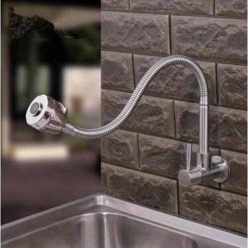 Free shipping total 304 Stainless Steel single Cold no lead safe hygienisim bathroom wall mounted basin sink faucet tap mixer