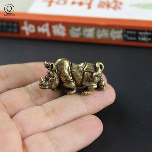 Pure Copper Rhinoceros Keychains Pendants Solid Copper Rhino Keyrings Hanging Jewelry Men Car Key Chains Gifts Key Holders