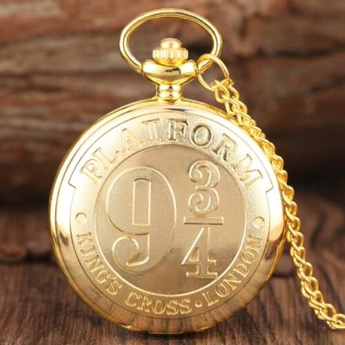 Bronze Extension Magic School Necklace Pendant Antique Clock Gifts Retro Platform 9 3/4 Kings Cross London Quartz Pocket Watch