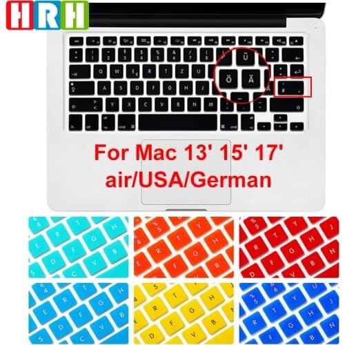 HRH German Silicone Keyboard Cover Skin Cover Protector Protective Film For Macbook Air 13" 15"17Pro With Retina English Version