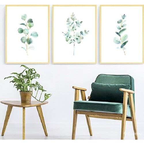 Eucalyptus Print Floral Leaf Botanical Greenery Leaves Art Canvas Painting Home Wall Decor Dusty Green Wild Poster And Print