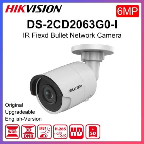 Original Hikvision ip Camera Outdoor DS-2CD2063G0-I 6MP WDR Mini Bullet IR Support PoE Hik-Connect app CCTV Camera SD Card Slot