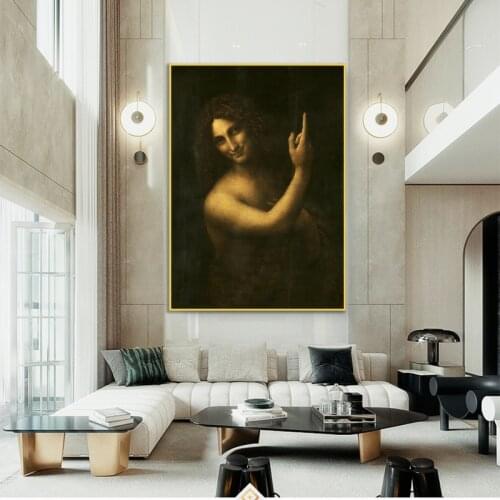 St. John the Baptist Famous Art Oil Painting Print On Canvas Poster Leonardo Da Vinci For Living Room Wall Picture Home Decor