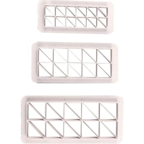 3Pcs Triangle Cream Cake Chocolate Fondant Mold Plastic Printing Biscuits Cookies Decoration Embosser Dessert Bread Cutter Tools