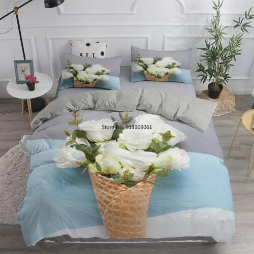 Beautiful Ice Cream Flower 3D Printed Polyester Bedding Set 2/3pcs Home Textiles Quilt Cover Jacquard Nordic Bed with Zipper