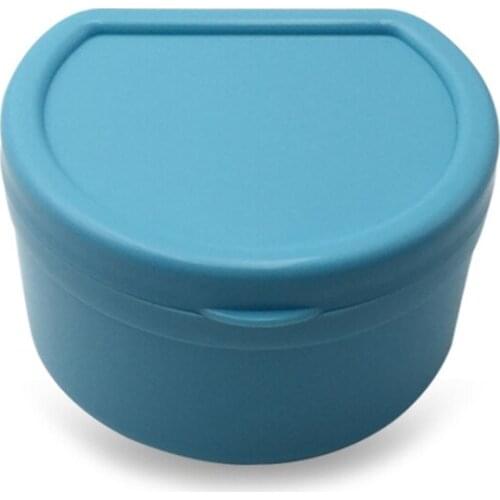 H7JC Oral Tooth Care Denture Bath Box Case False Teeth Storage Box With Hanging Net Denture Box With Net Sept