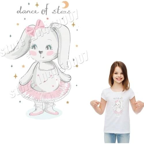 Sweet Rabbit Parches For Girls Iron On Heat Transfer Household Stickers For Woman Handmade A-Level Washable DIY Patches