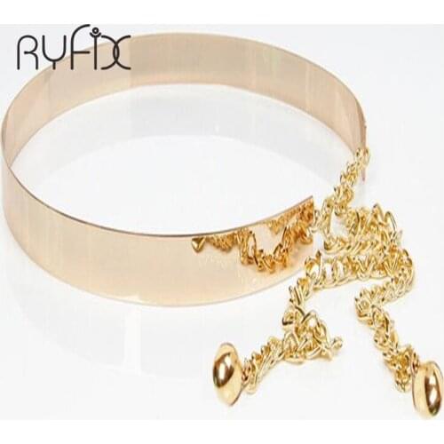 Fashion design belts women 2021 new 4.5 CM metal mirror waist ladys belt buckle, wide waist gold belt with chains BL07