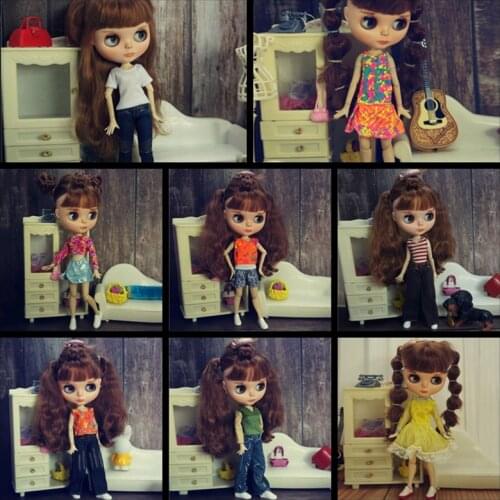 Fashion Doll Clothes Set For Blythe Doll Outfits Dress T-shirt Tank Denim Jeans Trousers Pants For Blythe 1/6 Doll Accessories