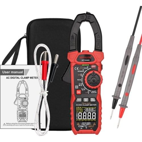 HT208A/HT208D Clamp Meter Multimeter AC Direct Current Voltage Current Temperature Diode Continuity NCV Test Multimeter