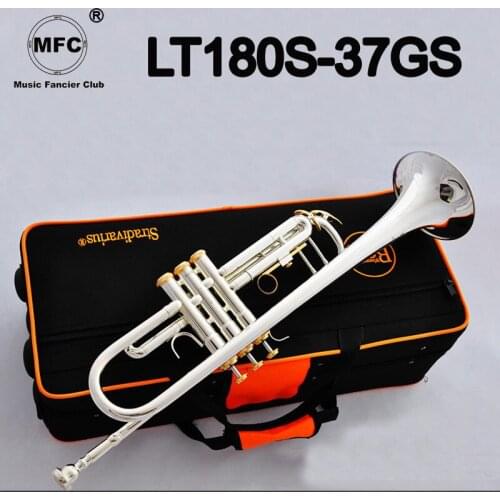 Music Fancier Club Bb Trumpet LT180S-37GS Silver Plated Gold Keys Music Instruments Profesional Trumpets 180S-37 Case Mouthpiece